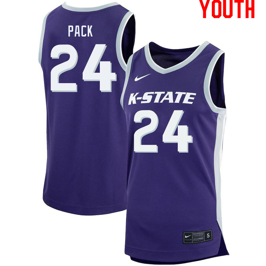 Youth #24 Nijel Pack Kansas State Wildcats College Basketball Jerseys Sale-Purple